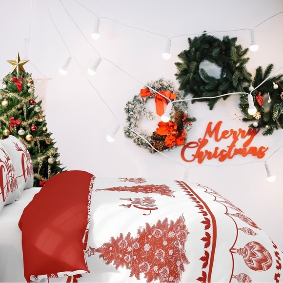 COSEVIER Christmas Duvet Cover King Size - Tree Reindeer Snowflakes Design - Picture 5 of 7